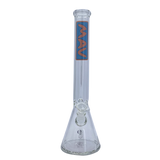 MAV Glass 18" Classic Beaker Bong in Pink with Clear Glass and MAV Logo - Front View
