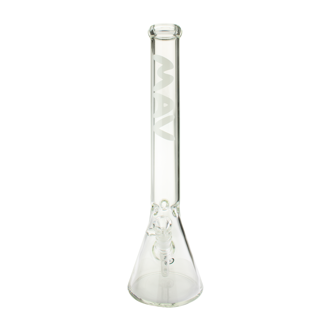 MAV Glass 18" Classic White Beaker Bong with Clear Downstem and 50mm Diameter