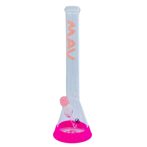 MAV Glass 18" Classic Bubblegum Pink Beaker Bong, Front View, 5mm Thick