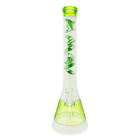 MAV Glass 18" Jungle Leaf Ooze & White Beaker Bong with 50mm Diameter and 5mm Thickness