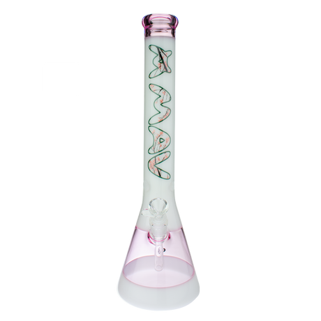 MAV Glass 18" Pink Cherry Blossom 2 Tone Beaker Bong, Front View on White Background