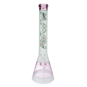MAV Glass 18" Pink Cherry Blossom 2 Tone Beaker Bong, Front View on White Background