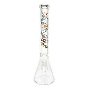MAV Glass 18" Philly Beaker Bong with clear glass and colorful accents, front view on white background