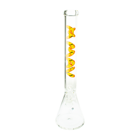 MAV Glass 18" Beaker Bong with Rhode Island Lobster & Pineapple design, 50mm diameter, front view
