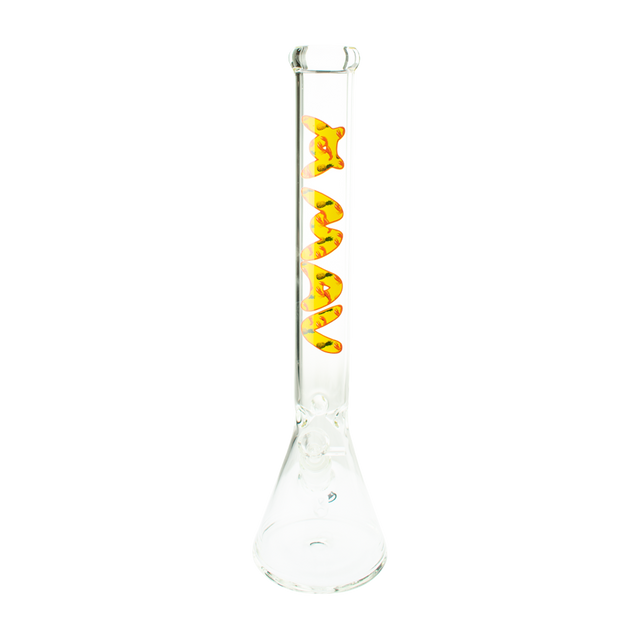 MAV Glass 18" Beaker Bong with Rhode Island Lobster & Pineapple design, 50mm diameter, front view