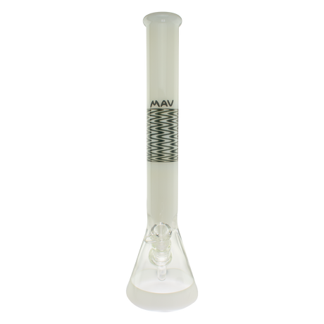 MAV Glass 18" Wig Wag Reversal Beaker Bong in 2 Tone White and Black, Front View