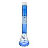 MAV Glass 18" Wig Wag Reversal Beaker Bong in White and Ink Blue with 50mm Diameter