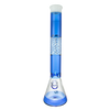 MAV Glass 18" Wig Wag Reversal Beaker Bong in White and Ink Blue with 50mm Diameter