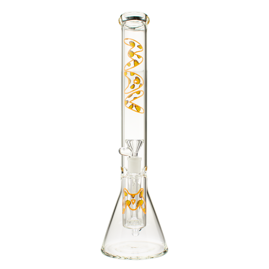 MAV Glass 18" Taco Beaker Bong with Ash Catcher, 5mm thick glass, front view on white background