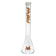 MAV Glass 18" Woodgrain Beaker Bong with Ash Catcher, front view on white background