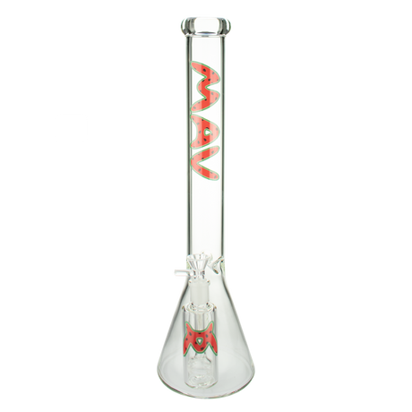 MAV Glass 18" Strawberry Slab Beaker Bong with Ash Catcher, Front View on White Background