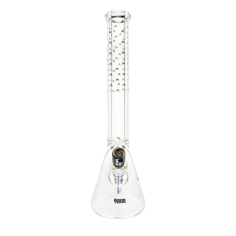 MAV Glass 18" Beaker Bong with Wig Wag Downstem and Bat Decals, 9mm Thick Clear Glass