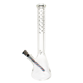 MAV Glass 18" Beaker Bong with Bat Designs and Wig Wag Downstem, Front View on White Background