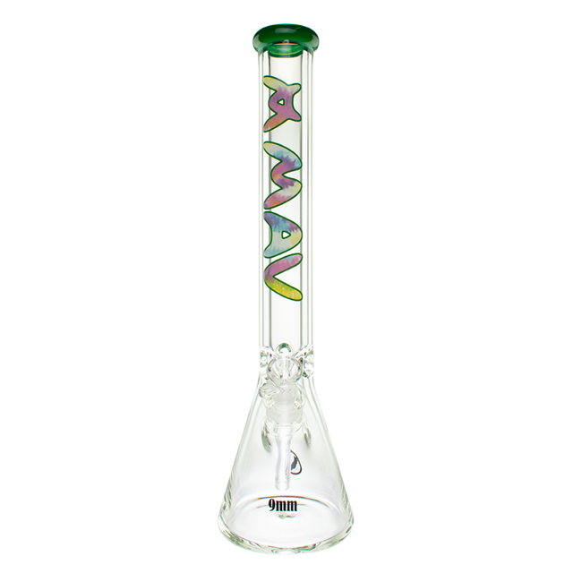 MAV Glass 18" Forest Tie Dye Beaker Bong with thick 9mm glass and deep bowl, front view on white background