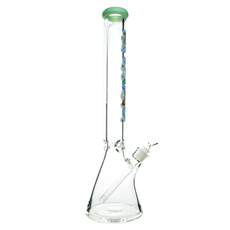 MAV Glass 18" Hawaii Floral Beaker Bong with Thick Glass and Slab Design - Front View