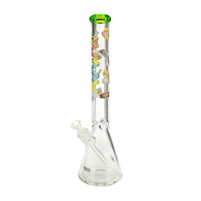 MAV Glass 18" Munchies Ooze Beaker Bong with thick glass and clear design, front view on white background