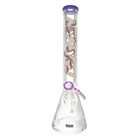 MAV Glass 18" Beaker Bong with Octopus Tentacle Design, 9mm Thick Glass, Front View
