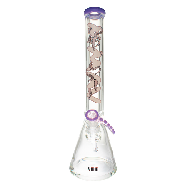 MAV Glass 18" Beaker Bong with Octopus Tentacle Design, 9mm Thick Glass, Front View