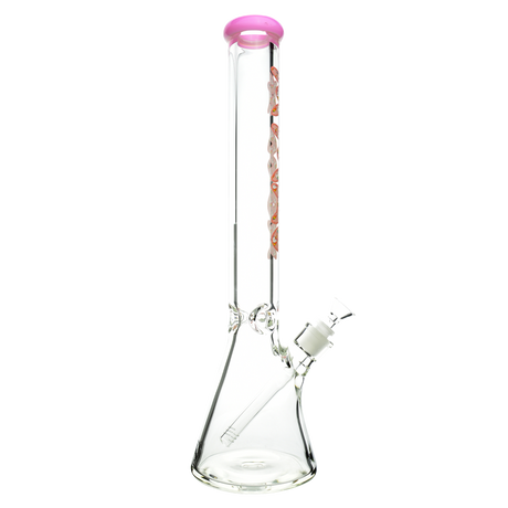 MAV Glass 18" Pink Unicorn Beaker Bong with heavy wall thickness, front view on white background