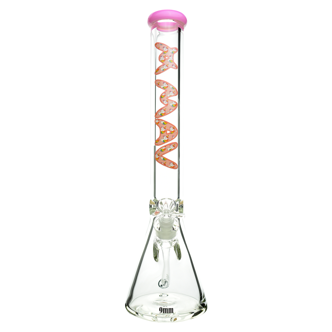 MAV Glass Pink Unicorn 18" Beaker Bong with 9mm Specialty Slab