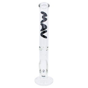 MAV Glass 18" Black Straight Tube Bong, 9mm Thick Glass, Front View on White Background