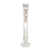 MAV Glass 18" Pink Straight Tube Bong, 9mm Thick Heavy Wall, Front View on White Background