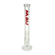 MAV Glass 18" Straight Tube Bong in Red with Heavy Wall for Dry Herbs, Front View