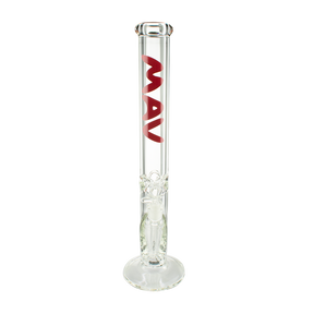 MAV Glass 18" Straight Tube Bong in Red with Heavy Wall for Dry Herbs, Front View
