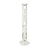 MAV Glass 18" White Straight Tube Bong, 9mm Thick Glass, Front View on Seamless White