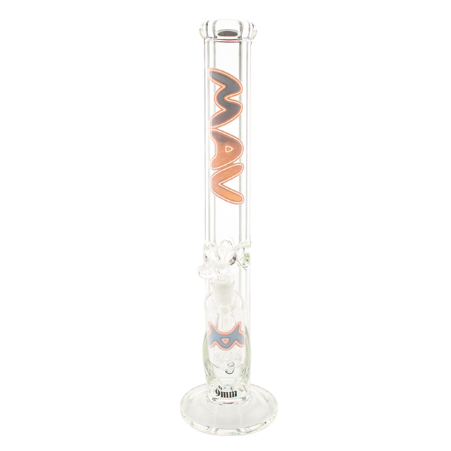 MAV Glass 18" Vice Slab Straight Bong with Ash Catcher, 9mm thick, front view on white background