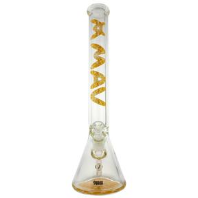 MAV Glass 18" Yellow Mandala Beaker Bong with 9mm Thick Glass, Front View