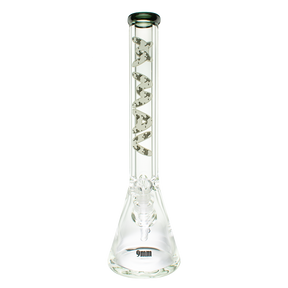 MAV Glass 18" Zebra Specialty Slab Beaker Bong with 9mm thickness, front view on white background