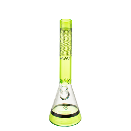 MAV Glass 2 Tone Wig Wag Reversal Beaker in Ooze Green, Front View on White Background