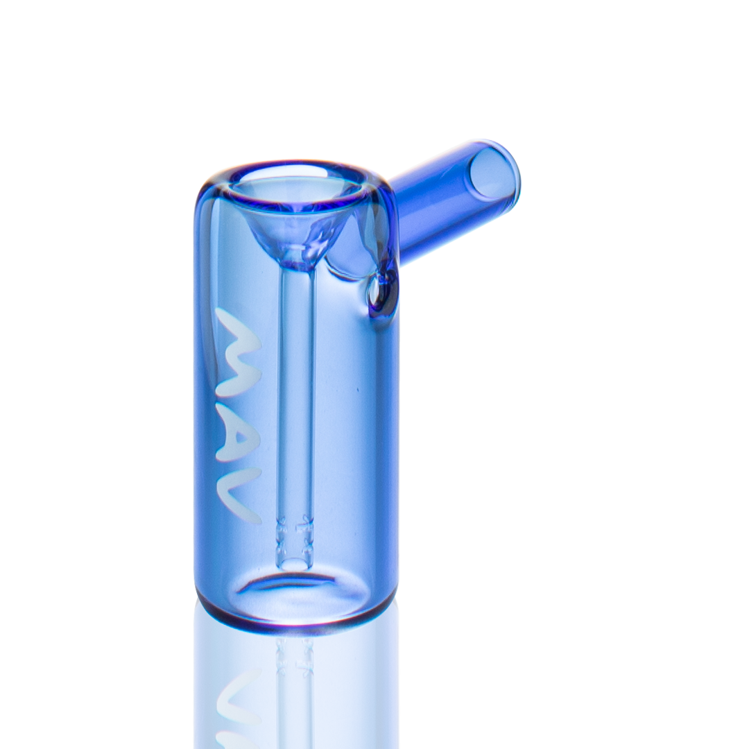 MAV Glass 2.5" Mini Standing Hammer Bubbler in Ink Blue, Top Angle View on White Background