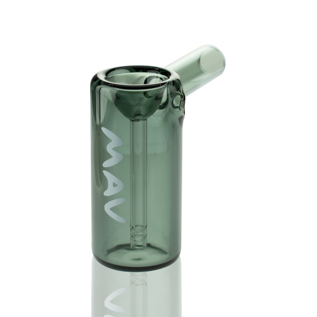 MAV Glass 2.5" Mini Standing Hammer Bubbler in Smoke, Compact Design, Front View