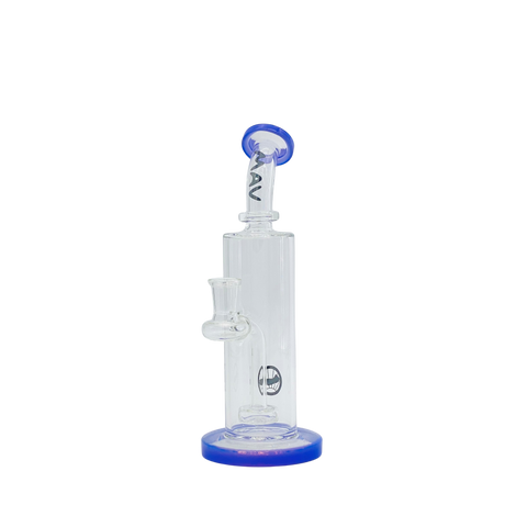 MAV Glass Bent Neck 3-hole Puck Bay Rig in Purple - Front View with Clear Glass