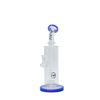 MAV Glass Bent Neck 3-hole Puck Bay Rig in Purple - Front View with Clear Glass