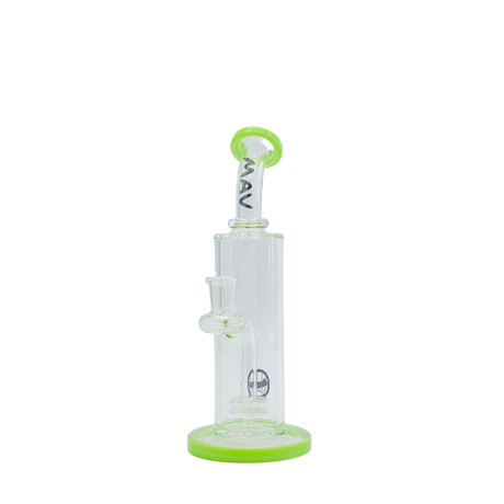 MAV Glass Bent Neck 3-hole Puck Bay Rig in Slime color variant, front view on seamless white background