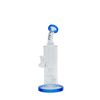 MAV Glass Bent Neck 8-arm Tree Bay Rig in Blue with Clear Beaker Base - Front View