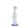 MAV Glass Bent Neck 8-arm Tree Percolator Dab Rig in Purple, Front View on Seamless White