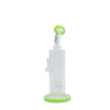 MAV Glass Bent Neck 8-arm Tree Bay Rig in Slime variant, front view with clear glass and green accents