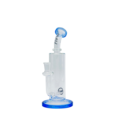 MAV Glass Bent Neck Inline Bay Rig in Blue with In-Line Percolator, 7" Height, Front View