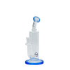 MAV Glass Bent Neck Inline Bay Rig in Blue with In-Line Percolator, 7" Height, Front View