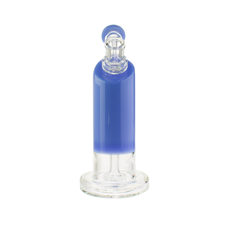 MAV Glass 9" Bent Neck Showerhead Bubbler in Blue - Front View with Clear Base