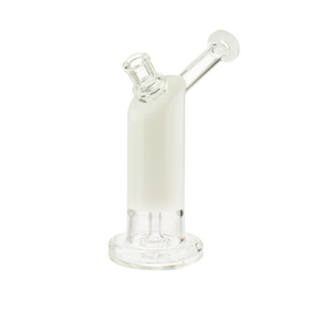 MAV Glass Bent Neck Showerhead Bubbler in White, 9" Height, 14mm Female Joint, Side View