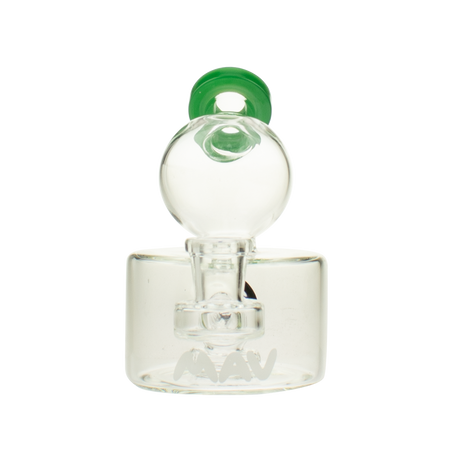MAV Glass Big Squig Rig with clear beaker base and green glass accents, front view