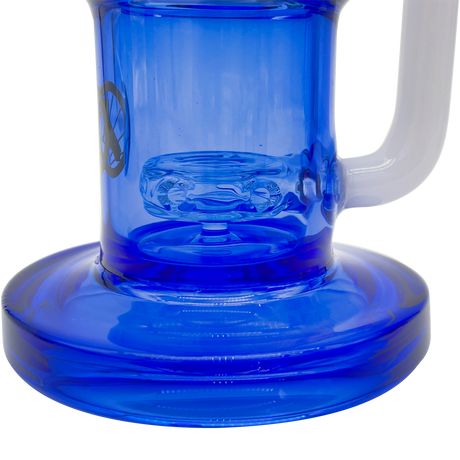 MAV Glass Birthday Cake Reversal Wig Wag Topping Dab Rig in Blue, Close-Up Side View