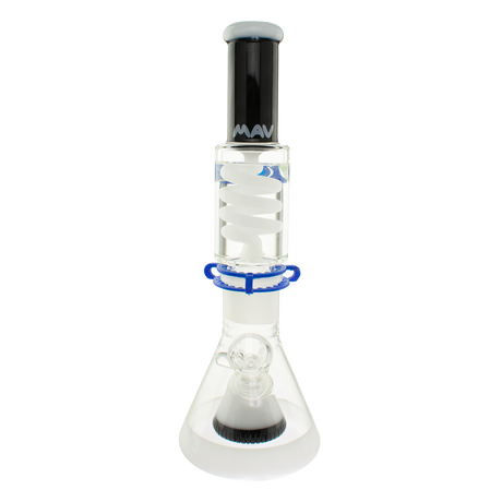 MAV Glass 14" Beaker Bong with Black & White Slitted Pyramid Percolator and Freezable Coil