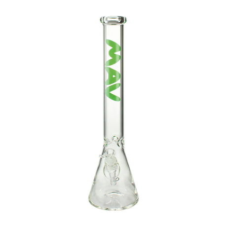 MAV Glass 18'' Classic Beaker Bong with Green Logo, Slitted Percolator, and 5mm Thickness