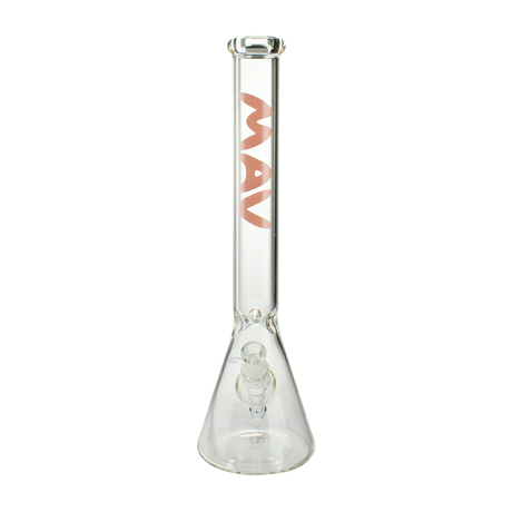 MAV Glass Classic Beaker Bong 18'' with Pink Logo, Slitted Percolator, Front View
